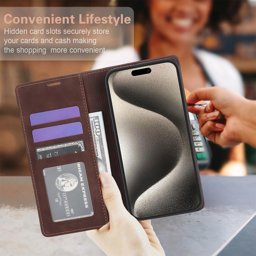 Case for Oppo Reno 13 Pro 5G â Premium Synthetic Leather Case with Silicone Interior, Anti-Shock, Wallet Book Cover, Stand, Slots, Magnetic Closure -Brown