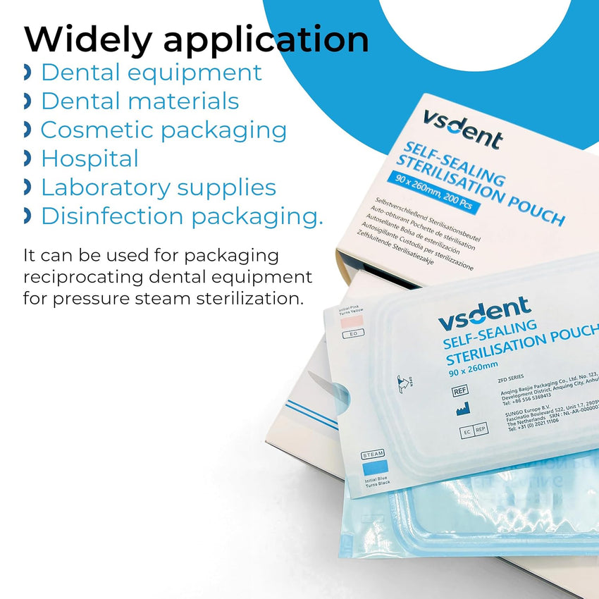 Sterilisation Pouches Self-Seal 90 x 260mm â Pack 200
