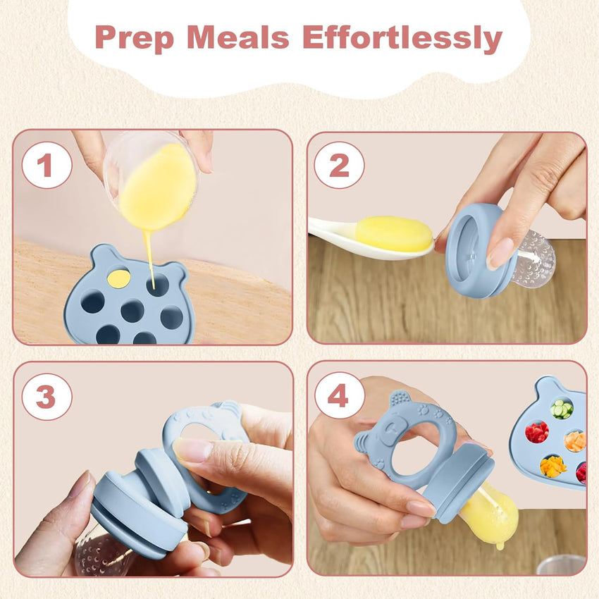 Baby Fruit Feeder with Teething Dummy & Breast Milk Freezer Mold â Blue/Green 3 Pack