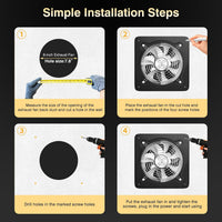 Kitchen Exhaust Fan 8 Inch 980mÂ³/h Low Noise Metal Extractor Black 200mm