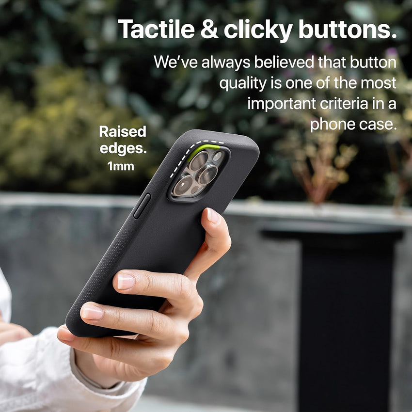 TineeOwl iPhone 15 Pro Max Magnetic Case - Dune Series Compatible with MagSafe TPU Minimalist Slim/Thin Grip with Microfiber Lining Rounded Action Button (Almost Black,