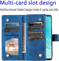 Asuwish Phone Case for OPPO A57 4G/A57S/A57E/A77 4G Wallet Cover With Tempered Glass Screen Protector and Wrist Strap Mandala Flower Leather Flip Zipper Credit Card Holder Stand Cell Women Blue