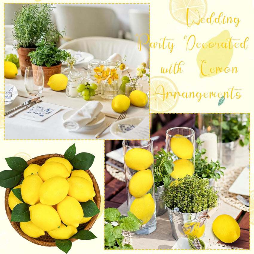 28 Artificial Yellow Lemons for Summer Party Decorations 28 Pcs