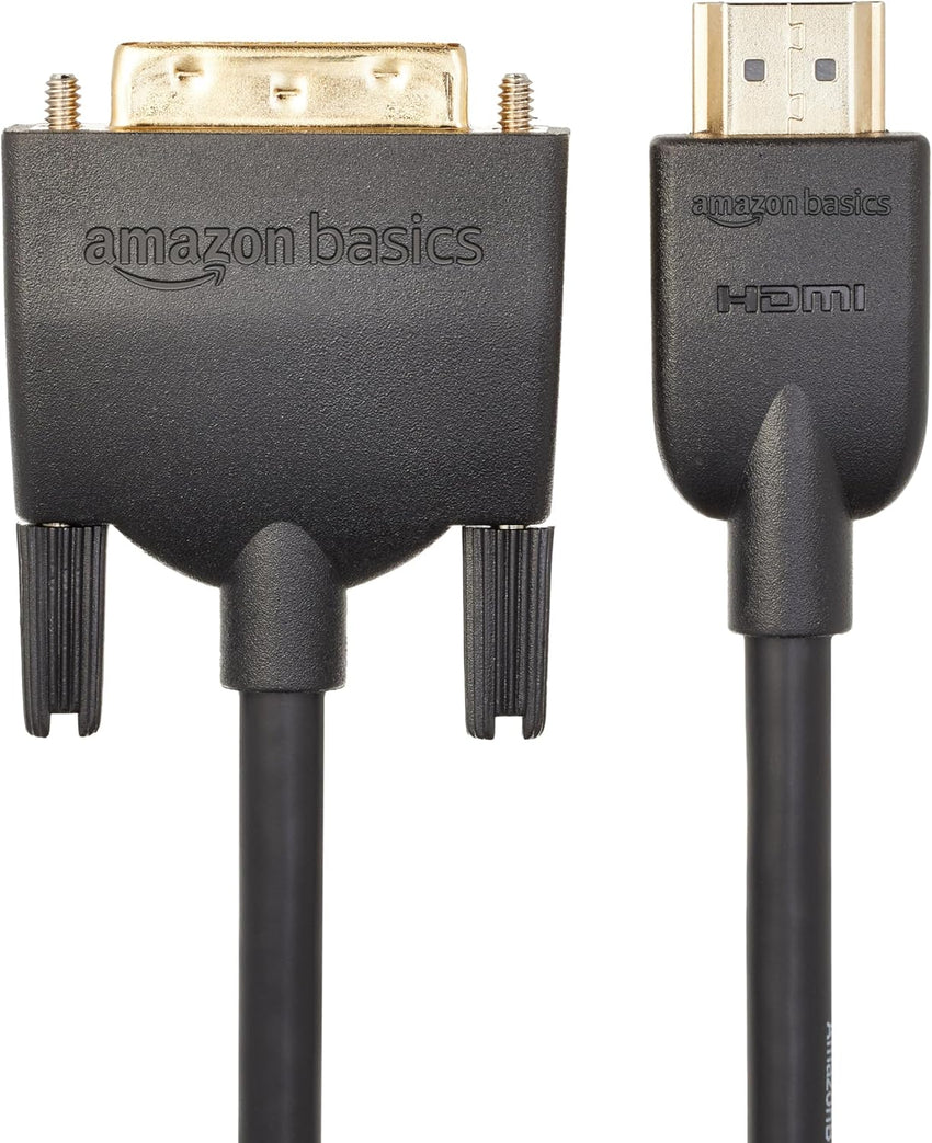 Amazon Basics HDMI-A to DVI (Male) Adapter Cable, Bi-Directional 1080P, Gold-Plated, 0.9 m, Single Pack, Black