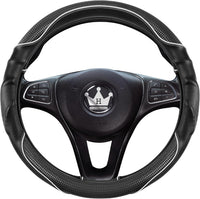 Steering Wheel Cover 39-41cm Anti-Slip Faux Leather Carbon Fibre Massage Grip â White