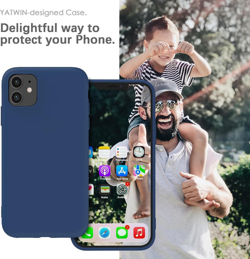 YATWIN Silicone Case for iPhone 11, Soft-Touch, Shockproof, DustProof, Antiskid Full Body Armour Phone Cover for Apple iPhone 11 - Dark Blue