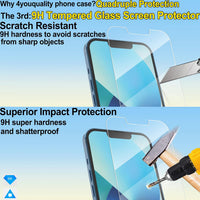 4youquality (4-in-1 Case for iPhone 13 with [2-Pack Tempered Glass Screen Protectors + 1-Pack Camera Lens Protector], Airbag Drop Protection, Transparent Clear Bumper Phone