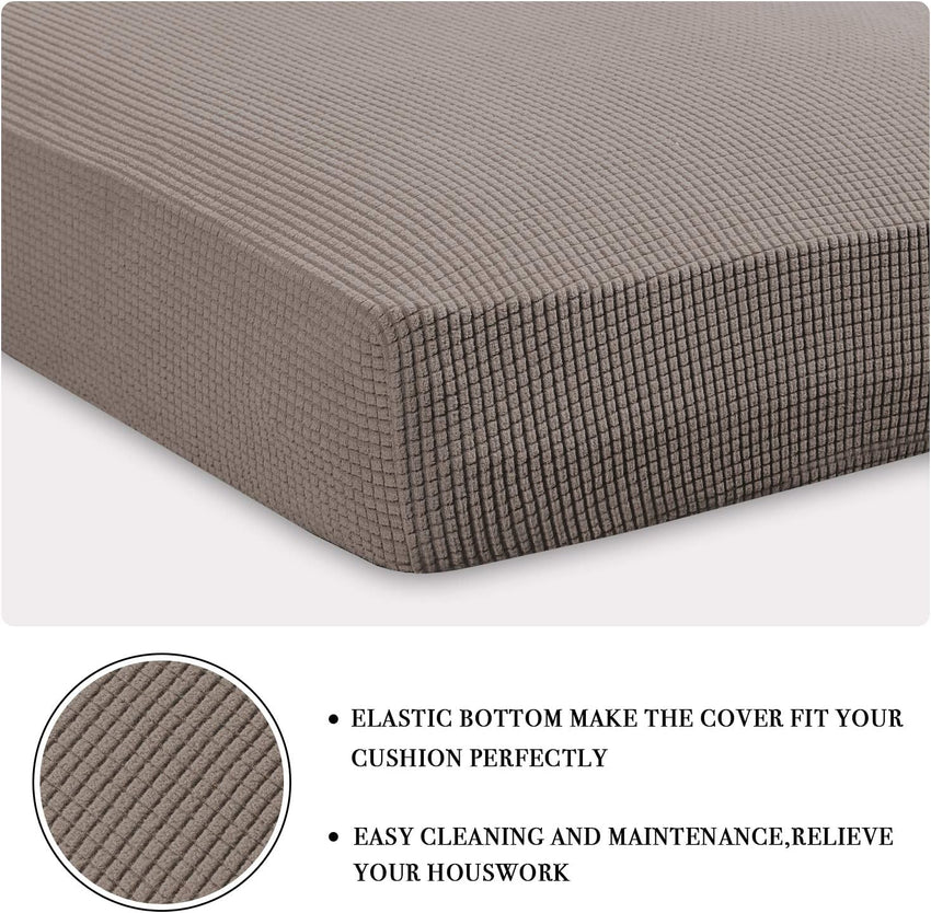 BellaHills Stretch Sofa Seat Cushion Cover Sofa Couch Cushion Furniture Protector Sofa Slipcover with Elastic Bottom Spandex Jacquard Fabric Small Checks(1 Piece, Taupe)