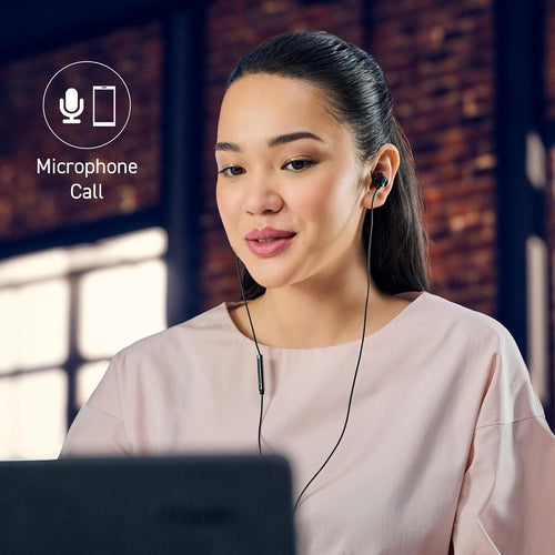 Panasonic RP-TCM225DEK USB-C Earphones, In-Ear Earbuds, Wired Headphones with Built-in Mic & Remote, Powerful Bass, Customisable Fit, 1.2m Cable, Black