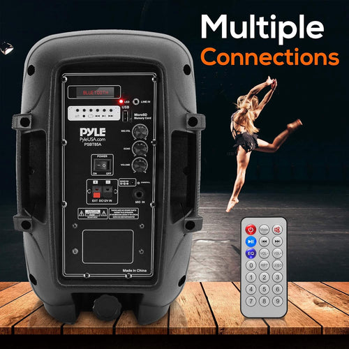 Pyle 800W Portable PA System, Large Bluetooth Speaker w/Wireless Microphone, 20cm Battery Powered PA Systems, Active Speakers, Powerful Loudspeaker, USB/SD Card Reader, for Stage/Parties/Events