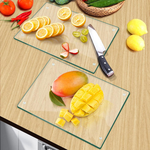 Tempered Glass Cutting Board for KitchenÃ¯Â¼Å2 Pack of 40 * 30cm Safe Hygienic Glass Worktop SaversÃ¯Â¼ÅClear Chopping Board Glass Tray for Kitchen Countertop, Shatter-Resistant, Heat-Resistant,Easy-Clean