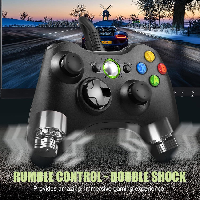 Controller for Xbox 360 PC, USB Game Controller, Upgraded Design Ergonomic Cable Controller for Xbox 360 Slim and PC with Windows XP/Vista/7/8/8.1/10