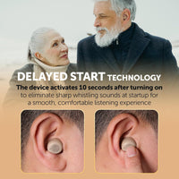 Rechargeable In-Ear Sound Amplifiers (Pair) Touch Control Noise Reduction LED Charging Case Beige