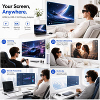 AR Glasses HDMI to USB-C Display Adapter 4.9ft 4K@60Hz Play and Charge