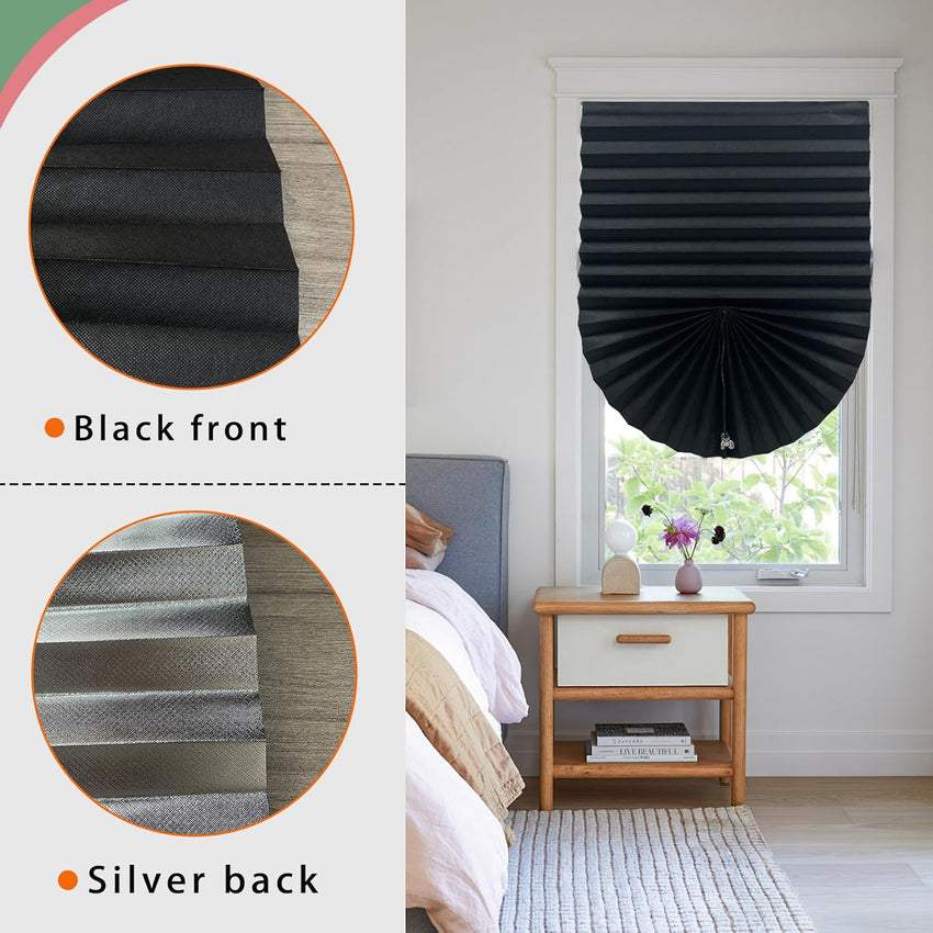 Laaorr 2 Pack Temporary Blinds Pleated Paper Blinds 90x180cm Ã¢ÂÂ Black