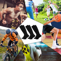 FRIUSATE 3 Pairs Football Socks for Men, Black Soccer Socks Long Sports Socks for Adult Rugby Hockey Running Gym Workouts (38-44)