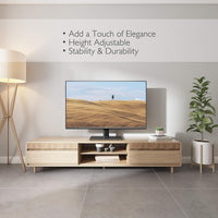 BONTEC Universal TV Stand for 24-60 Inch LCD LED OLED Plasma TVs, Height Adjustable Table Top Pedestal with Bracket, 8mm Tempered Glass Base, 45kg Load, Max VESA 400x400mm, Cable Management