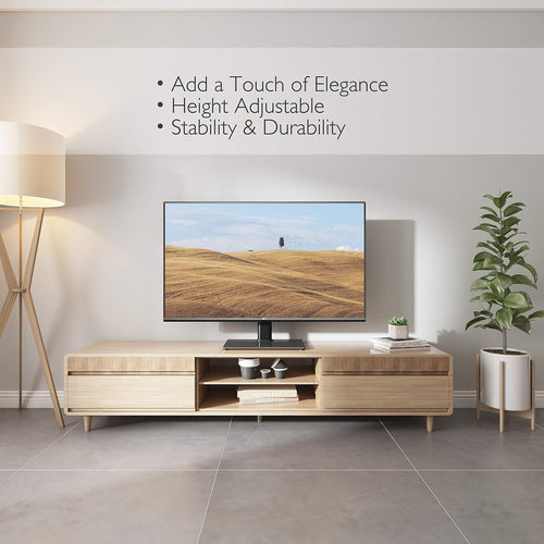 BONTEC Universal TV Stand for 24-60 Inch LCD LED OLED Plasma TVs, Height Adjustable Table Top Pedestal with Bracket, 8mm Tempered Glass Base, 45kg Load, Max VESA 400x400mm, Cable Management