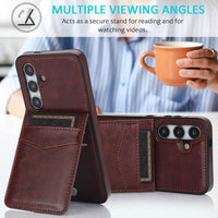 Asuwish Phone Case for Samsung Galaxy A35 5G with Tempered Glass Screen Protector Credit Card Holder Wallet Cover Stand Leather Cell Accessories Glaxay A 35 35A A355G SM-A356U A356E Women Men Brown