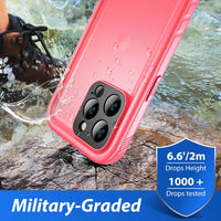 SPORTLINK for iPhone 14 Pro Max Waterproof Case - Shockproof Heavy Duty Front and Back Cover with [Built in Screen/Camera Protector] 360 Full Body Protective [Dustproof][IP68 Underwater]-6.7" Pink