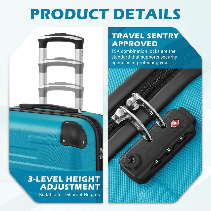 COOLIFE Hard Shell Suitcase with TSA Lock and 4 Spinner Wheels Lightweight Durable (Dark Green, L(77cm 93L))