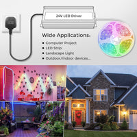 LightingWill 24V 2.5A 60W Power Supply IP67, Outdoor Waterproof LED Driver With Plug, AC 240V to DC 24 Volt Transformer for LED Lighting, CCTV, Computer Project