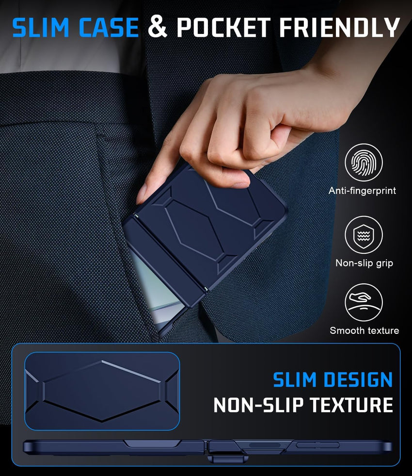 Samsung Galaxy Z Flip7 Rugged FullâBody Case NonâSlip Hinge Protection Fast Wireless Charging â Blue