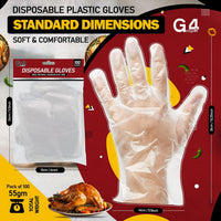 Disposable Polyethylene Gloves Food Safe 100pc One Size â Clear