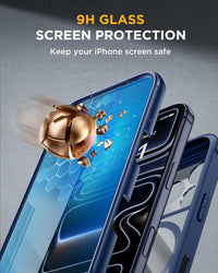 Miracase Magnetic Case for iPhone 17 Pro with Built-in Glass Screen Protector â Blue