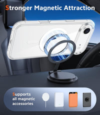 FNTCASE for iPhone Air Case: Clear Anti Yellowing Magnetic Military Grade Drop Protection Cell Phone Cover - Rugged Shockproof Protective Bumper Transparent Phonecase