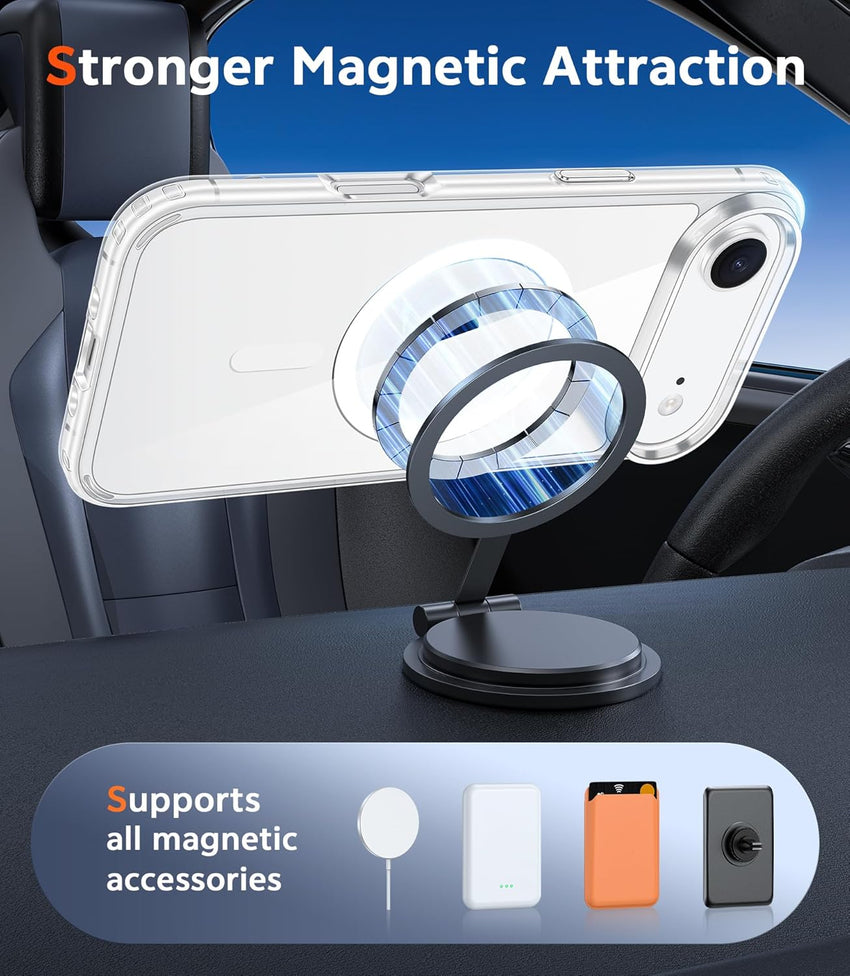 FNTCASE for iPhone Air Case: Clear Anti Yellowing Magnetic Military Grade Drop Protection Cell Phone Cover - Rugged Shockproof Protective Bumper Transparent Phonecase