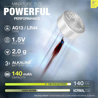 5Plus 10-Pack LR44 AG13 357 303 SR44 A76 675 392 394 384 376 1.5V Alkaline Button Cell Batteries - Ideal for Watches, Hearing Aids, Glucometers, Key Fobs, Car Keys, and Small Electronics