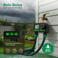 Sprinkler Timer 2-Zone Programmable Up to 11h59m Brass Inlet Rain Delay Manual/Auto Outdoor Hose