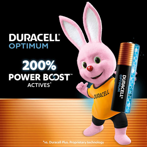DURACELL Optimum AA Batteries (4 Pack) – Alkaline Batteries 1.5V – 200% More Power Boost Actives – Meets Demands Of Modern Devices – 100% Recyclable, 0% Plastic Packaging – MX1500