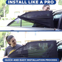 Car Window Shades for Baby Stretchable Breathable Sun Protection - Pack of 2