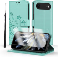 Anshow for iPhone 17 Air Case Wallet with Wrist Strap, Flip Leather Case with Cards Holder Phone Case with Kickstand Cover for iPhone 17 Air, Green