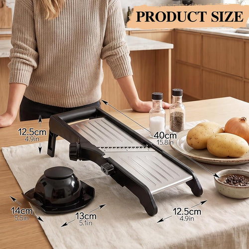 MASTERTOP Adjustable Mandoline Vegetable Slicer, Upgraded Professional Mandolin Slicer for Potato Cabbage Onion Fruits, Stainless Steel Kitchen Mandoline Food Slicer with Gloves and Cleaning Brush
