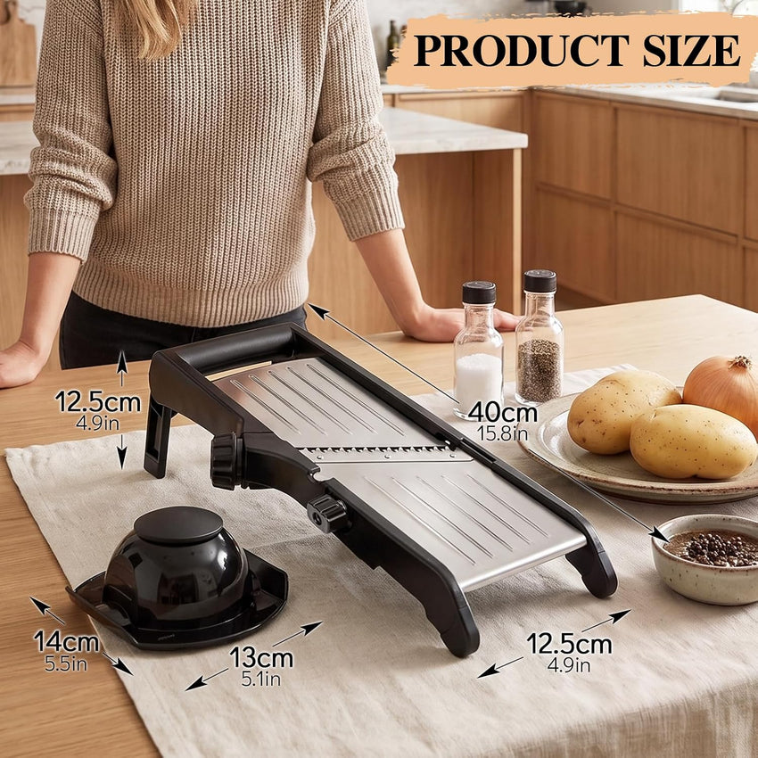 MASTERTOP Adjustable Mandoline Vegetable Slicer, Upgraded Professional Mandolin Slicer for Potato Cabbage Onion Fruits, Stainless Steel Kitchen Mandoline Food Slicer with Gloves and Cleaning Brush