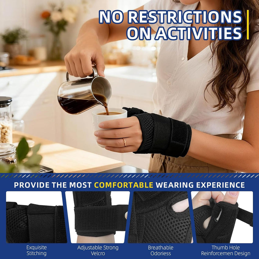 Thumb Splint Support Adjustable Immobiliser for Arthritis & Carpal Tunnel Black Universal