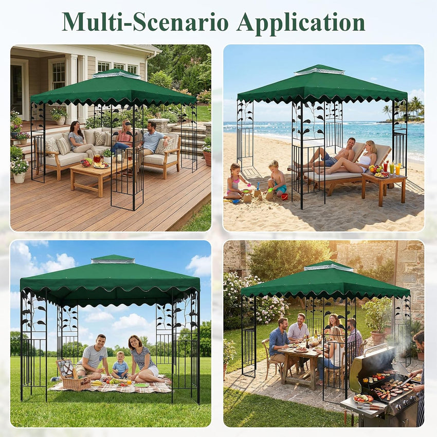 3x3m Gazebo Replacement Top 2-Tier Waterproof UV Resistant with Mosquito Net Top Only