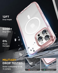 Miracase Magnetic Case for iPhone 16 Pro Case 6.3-Inch, Full Body Bumper Case Compatible with MagSafe and Built-in 9H Tempered Glass Screen Protector + Camera Lens Protector (Clear Pink)