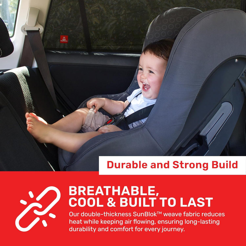 Royal Rascals Car Window Shades for Baby (2 Pack) Universal Fit for Most Cars, Full Window Covers with 40+ UV Sun Protection, Sun Shade for Baby, Cars Accessories, Car Window Curtains