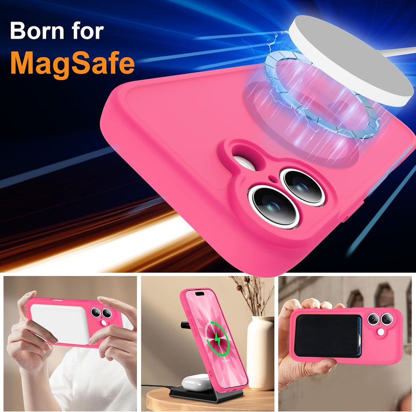 ORETECH Magnetic for iPhone 17 Case, 2 Pack Screen Protectors,Matt Hot Pink