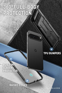i-Blason for Google Pixel 9 Pro XL Case [Built-in Screen Protector & Kickstand] [Support Fingerprint ID] [Military Protection] Full-Body Rugged Bumper Protective Phone Case for Pixel 9 Pro XL, Black