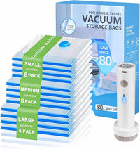 Vacuum Storage Bags 20 Pack with Electric Pump for Clothes & Travel â Clear