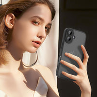 Mootobo Designed for iPhone 16 Plus Case 6.7 inch, Military-Grade Protection 360^0 Full Body Frosted Translucent Back Phone Cover, Anti-Fingerprint Slim Shockproof Phone Case for iPhone 16 Plus - Black