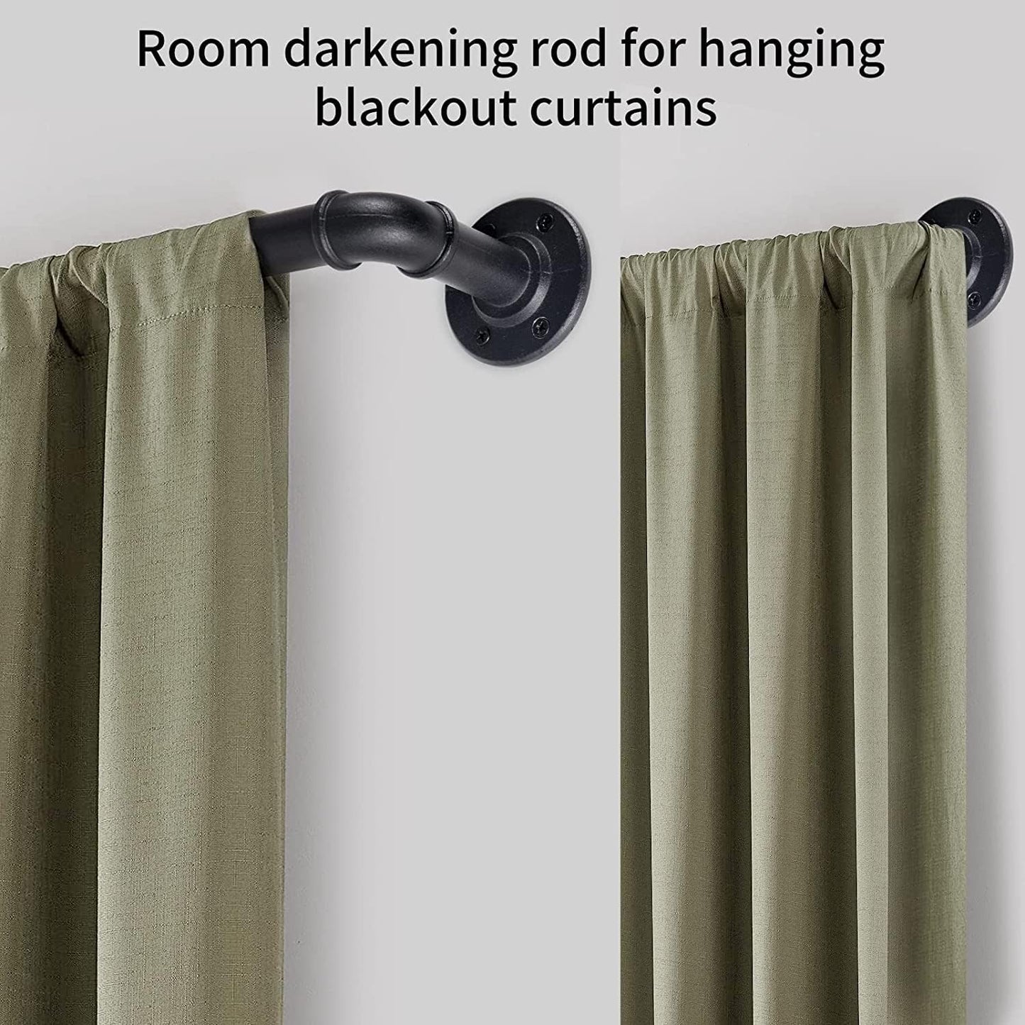 2 Pack Black Curtain Poles Metal, Industrial Curtain Rod for Eyelet Curtains, Industrial Curtain Pole for Windows 122cm-218cm, Room Divider Curtain Pole.