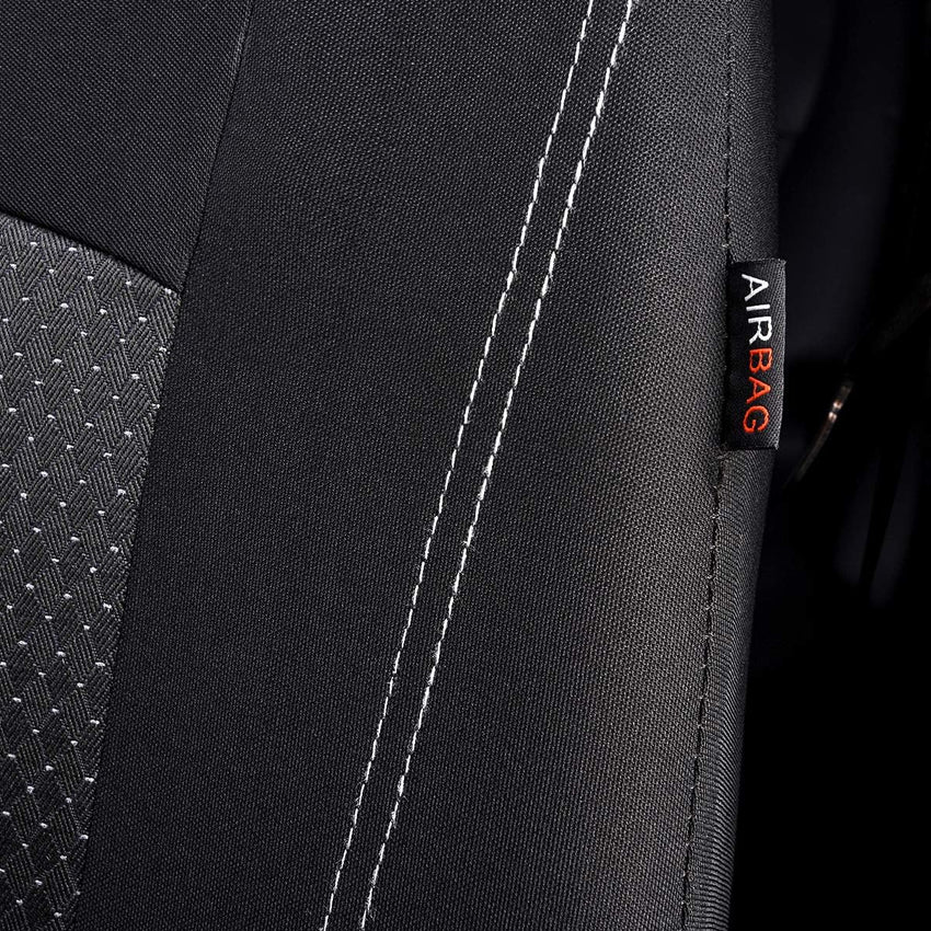 Flying Banner Black Jacquard Car Seat Covers Full Set Airbag Compatible Auto Protector Rear Bench Back Split