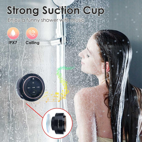 Xleader Shower Speaker, Certified IPX7 Waterproof Bluetooth Speaker with suction cup and mic for Bathroom, Crystal sound & Rich Bass, up to 12h playtime, Electronics Gifts for Girl Women,Pink rose