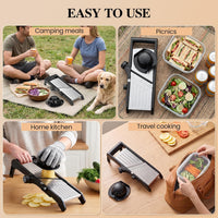 MASTERTOP Adjustable Mandoline Vegetable Slicer, Upgraded Professional Mandolin Slicer for Potato Cabbage Onion Fruits, Stainless Steel Kitchen Mandoline Food Slicer with Gloves and Cleaning Brush